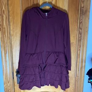 ModCloth Maroon Ruffled Hoodie 1X NWOT